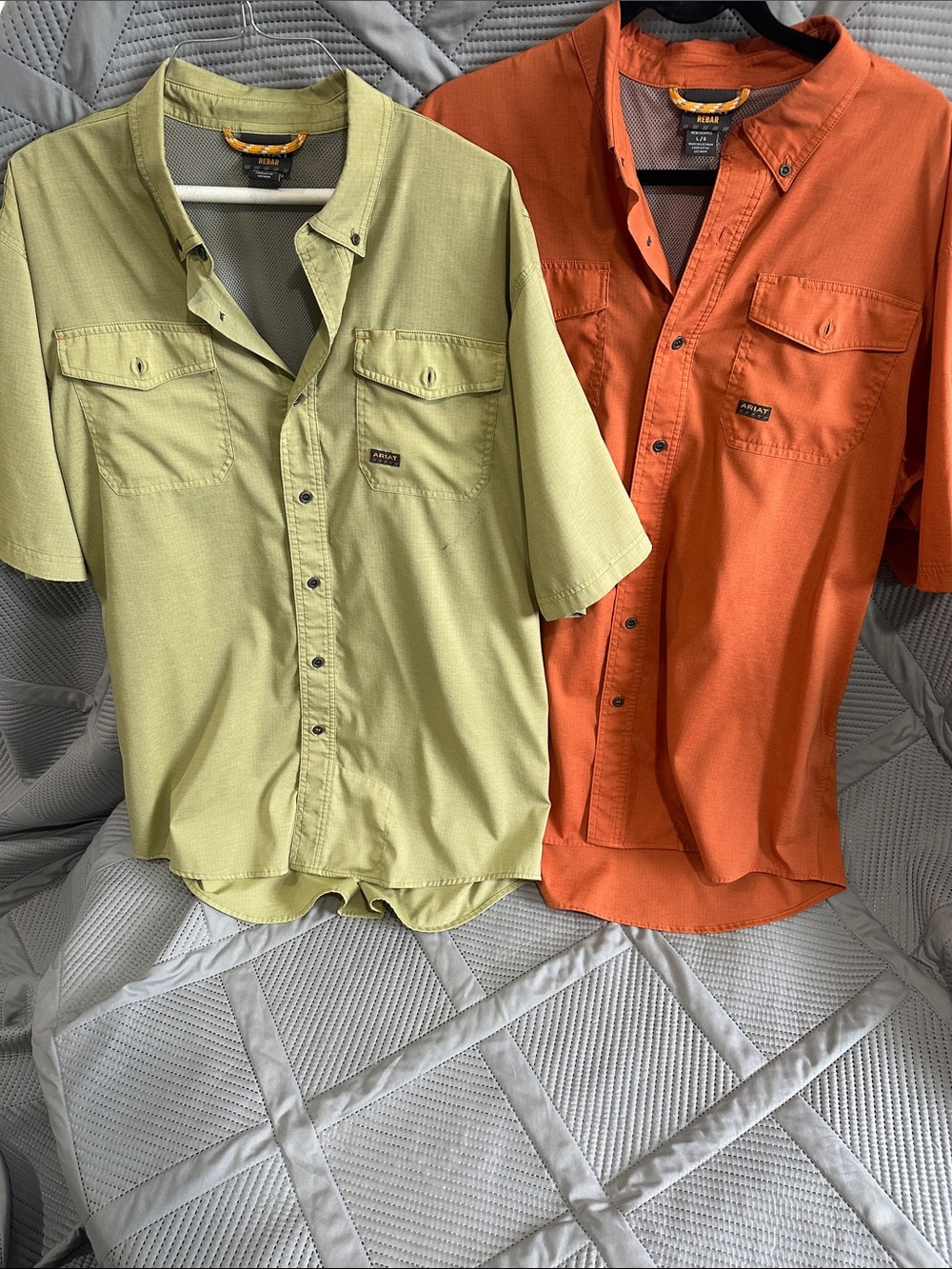 Ariat Short-Sleeve Button-Down Shirts in Olive Green and Rust